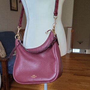 Coach Red Leather Shoulder Bag with Gold Hardware